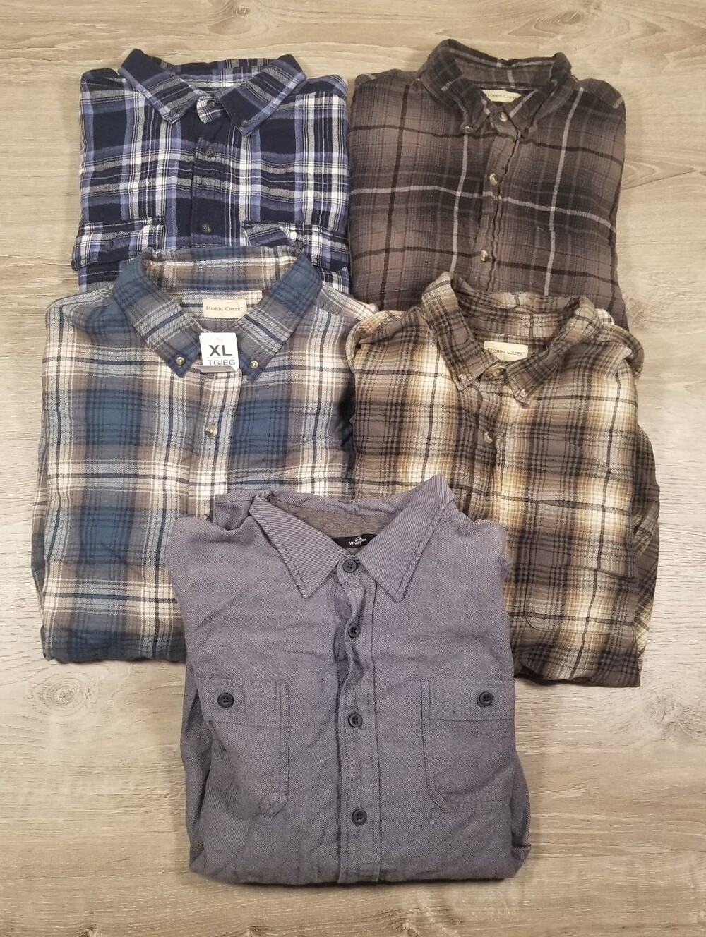 Flannel Plaid Button Down Shirts Lot Of 5 Mens Size XL Hobbs Creek Wrangler
